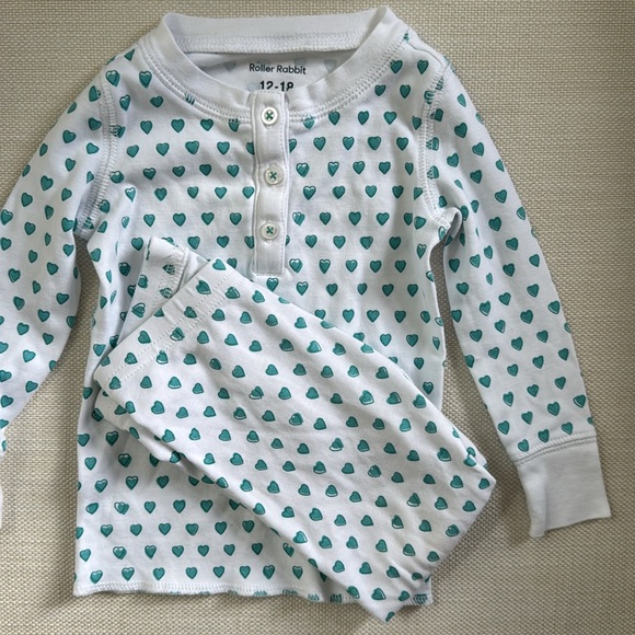 NEW Roller Rabbit Kids Hearts Pajamas Size 12-18 Months - Picture 5 of 9
